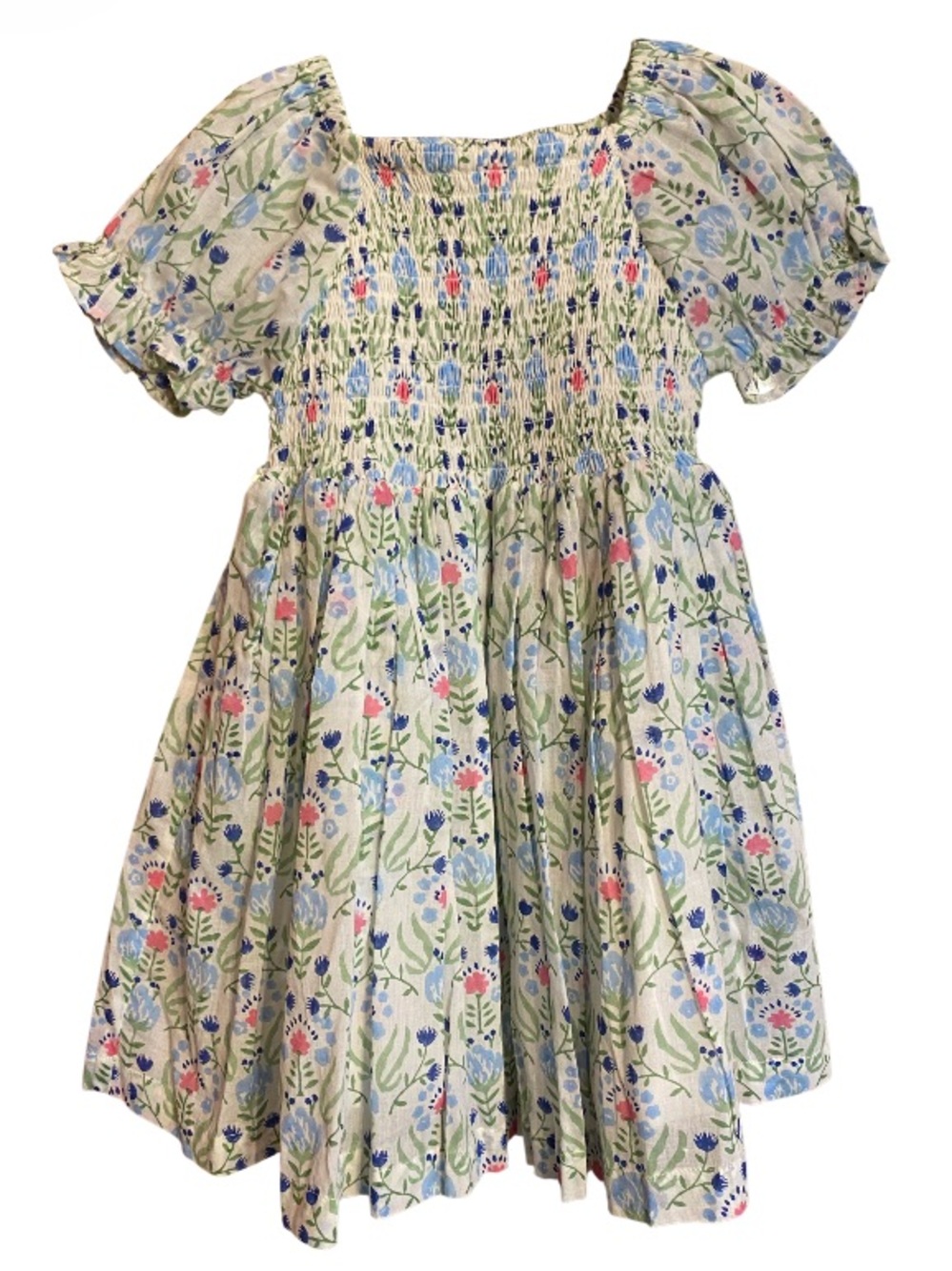 Little Paisley People Floral Smocked Puff-Sleeve Dress NWT Size 3